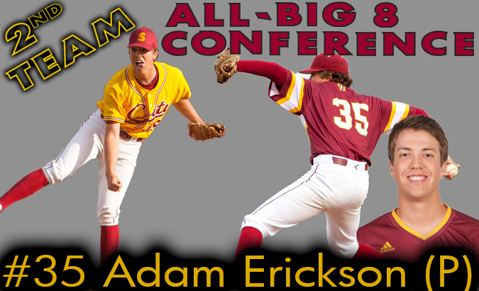 Erickson makes the 2nd Team All-Big 8 Conference team as a relief pitcher