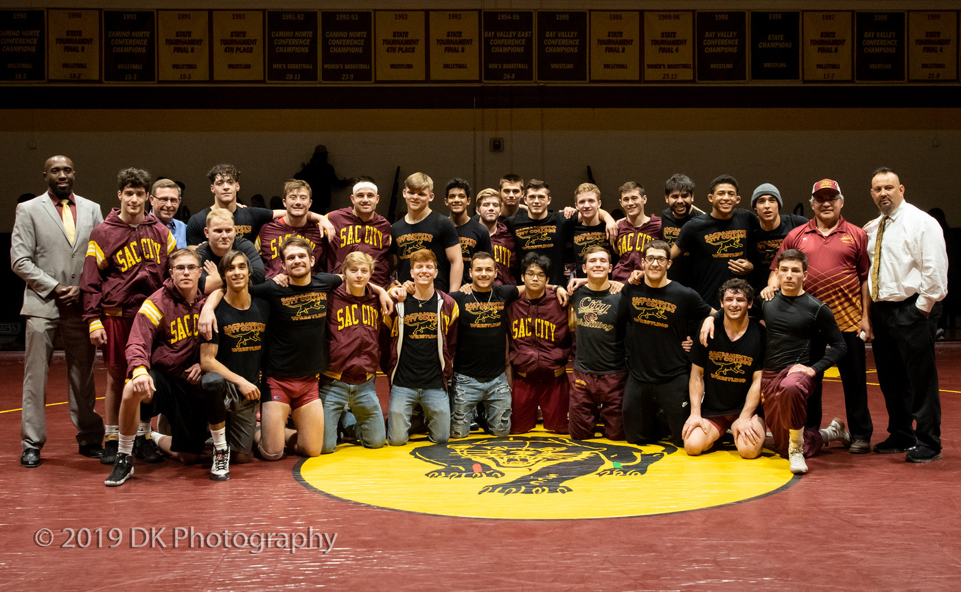 City College wrestling pose after the win over Simpson University at the North Gym on Nov. 13th. 