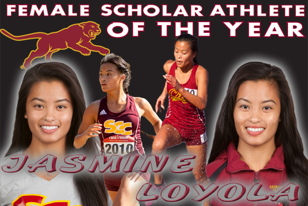 The SCC 2017-18 Female Scholar Athlete of the Year is Jasmine Loyola (XC & Track & Field)