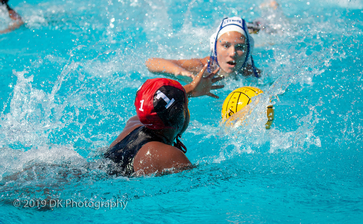 Martha Shrader (#1), City College freshman goalie goes out to get the loose ball in the match against Citrus College at ARC Pool on Sept. 13th.