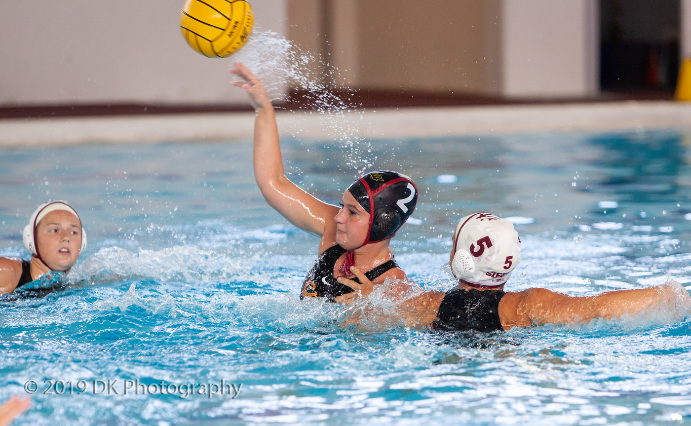 Isabella Pfeffer (#2), City College sophomore gets the goal in the match against Sierra College at Hoos Pool on Oct. 9th.