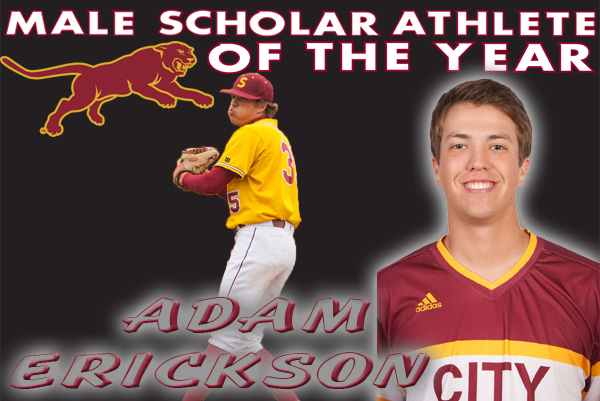 The SCC 2017-18 Male Scholar Athlete of the Year is Adam Erickson (Baseball)