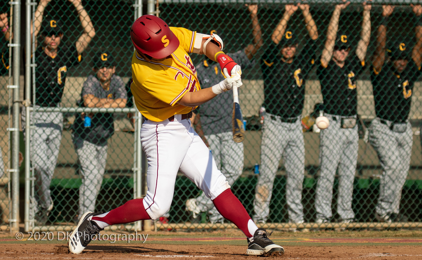 Maimu Kobayashi (#8), City College sophomore at bat in the first game of a double header against Chabot College at Union Stadium on Jan. 31st.