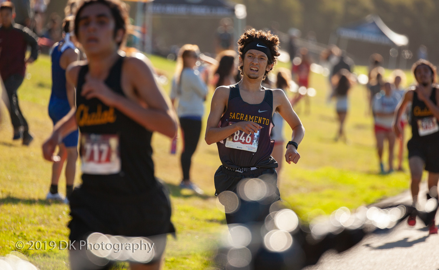 James Womack, City College sophomore crosses the finish line at the Lou Vasquez Invite at Golden Gate Park on Sept. 19th.