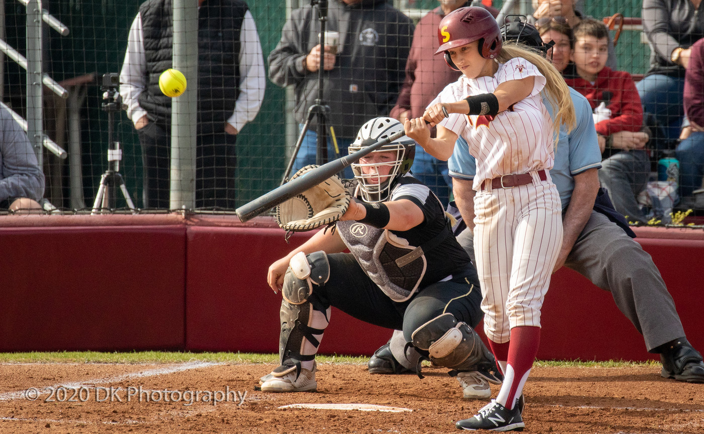 Shelby Lloyd (#5), City College sophomore at bat in the game against Butte College at The Yard on Feb. 15th. 
