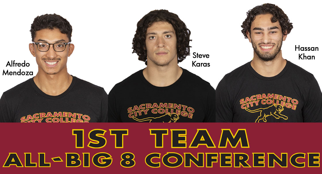 Wrestlers Alfredo Mendoza, Steve Karas and Hasaan Khan earn 1st Team All-Big 8 Conference Honors; Khan named Co-Wrestler of the Year