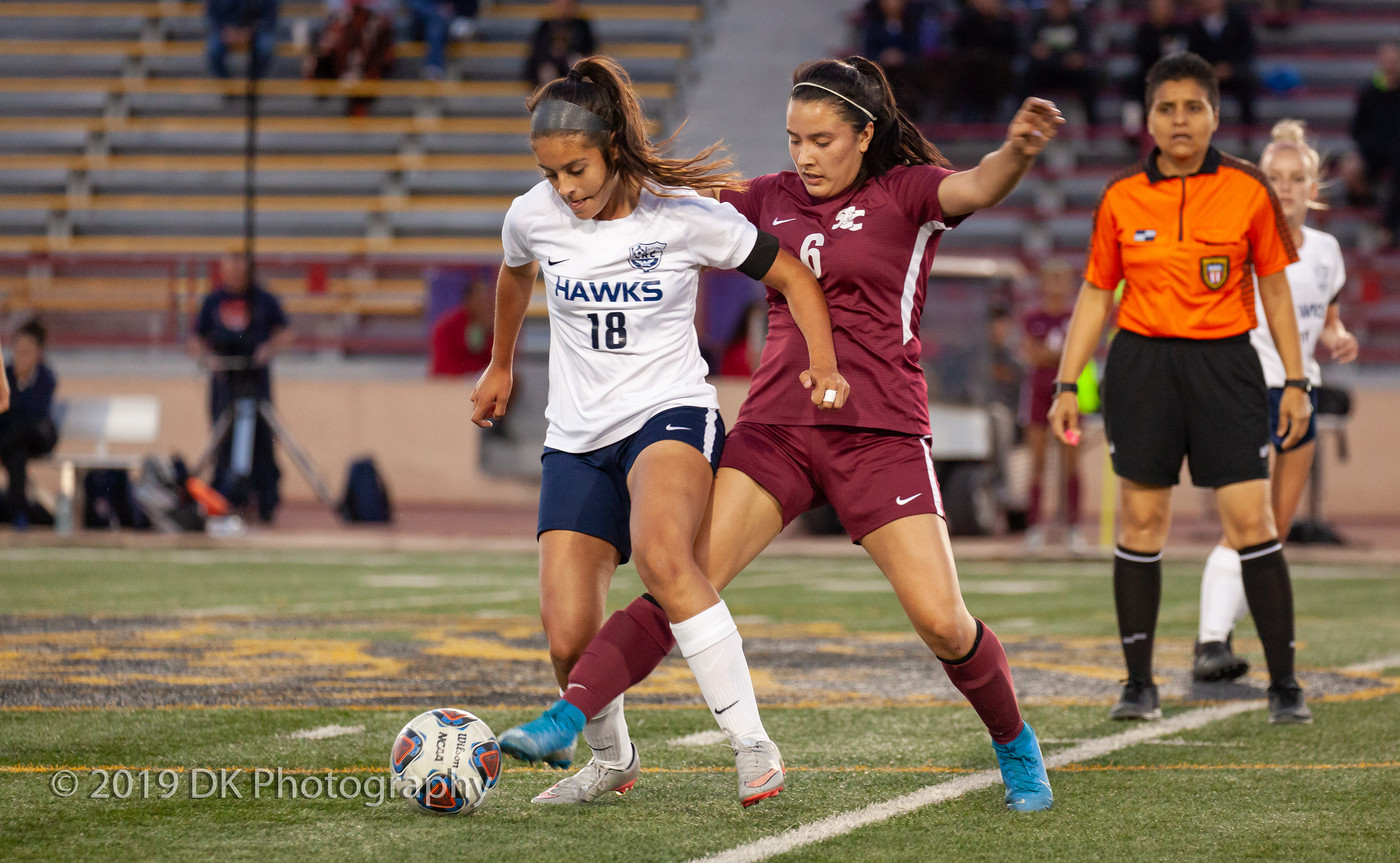 Araceli Sanchez (#6), City College  freshman fights for the ball in the match against Cosumnes River College at Hughes Stadium on Oct. 3rd. 