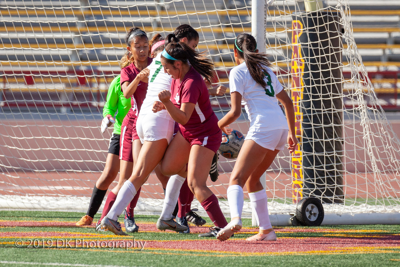 Alexa Guerrero (#9), City College freshman kicks the ball away from the goal during the match against Diablo Valley College at Hughes Stadium on Oct. 18th.