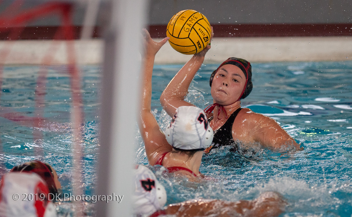 Kealani Burke (#3), City College freshman goes up and makes the goal in the match against Fresno City College at the Hoos Pool on Sept. 18th.